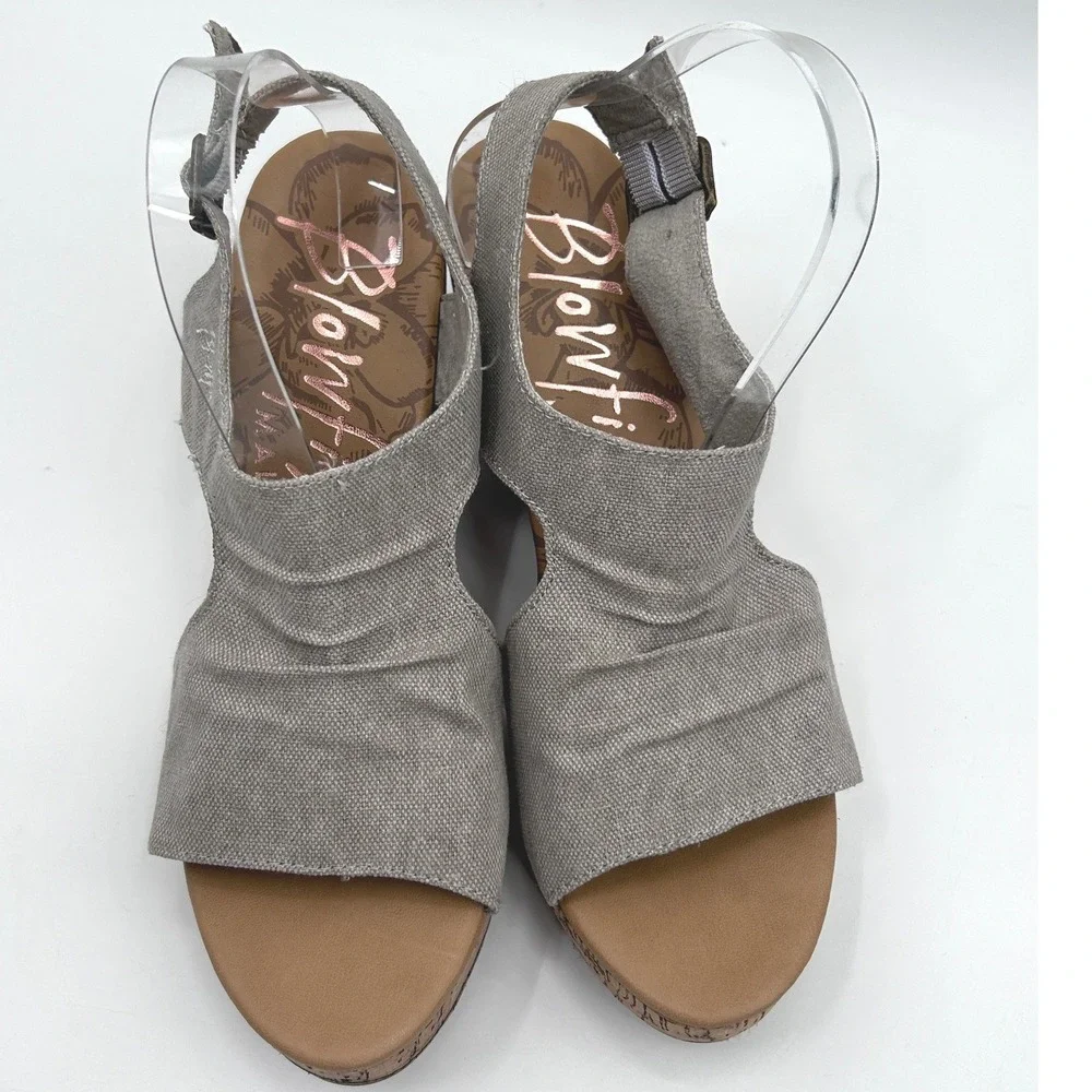 Blowfish Malibu Bliss Wedge Sandals Size 11 Canvas NWOT Cork Platform Boho Chic